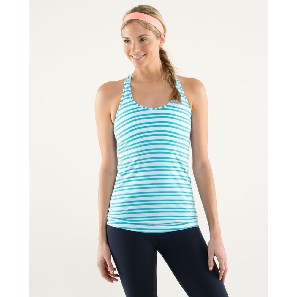 Lululemon Cool Racerback Twin Stripe Spry Blue - Size 4